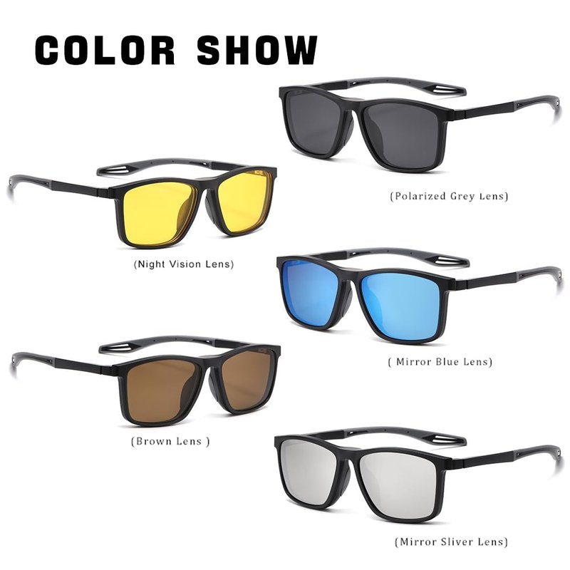 Chakralux Magnetic 5Pcs Clip-On Sunglasses Set for Men and Women – Polarized UV Protection Eyewear & Magnetic Eyeglasses Frames for Night Driving & Everyday Comfort & Fishing