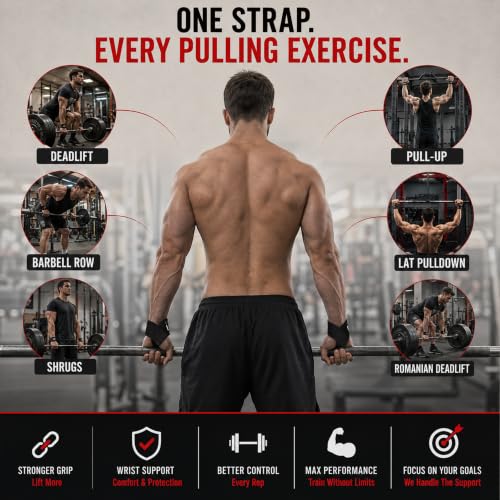 Weight Lifting Straps - Padded Cotton Gym Wrist Straps - Original Black