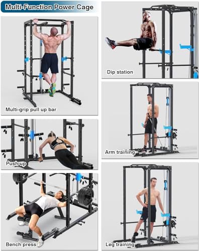 Multi-Functional Power Cage with Pulley System - Blue