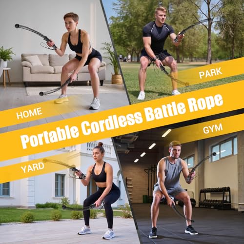 Portable Ropeless Battle Rope for Home Gym - 1.61 lb, Anti-Slip Handles