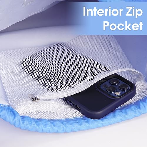 Drawstring Backpack with Shoulder Pad - Small Blue Gradient