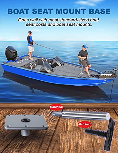 MATINA 1 Pack 7x7 Inch Aluminum Boat Seat Base with 3/4" Pin Post Socket, Heavy Duty Marine Seat Mount