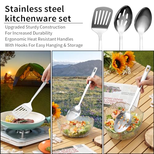 Camping Utensil Set – All-in-One Stainless Steel Cookware & Dinnerware for 4