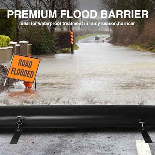 2 Pack 6 ft Flood Barrier for Home, Reusable Outdoor Water Barriers,Water Barrier for Flooding,Sand Bags for Flooding,Flood Barrier for Home Flood Prevention for Rainy Season 0.6MM Thick
