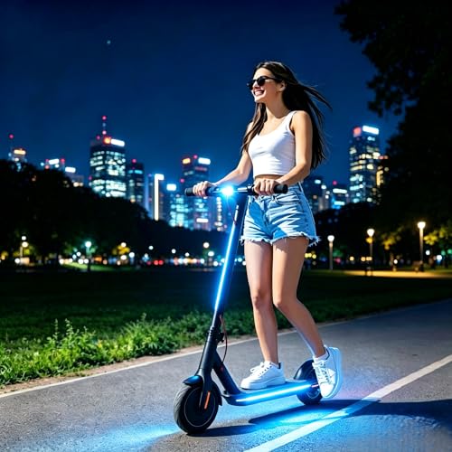 Blue USB Battery Box COB LED Light Strip for E-Scooters & Bikes, 8 Modes, Waterproof