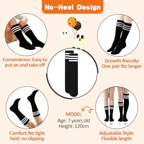 Kids Knee High Socks - Seamless Cotton Long Socks for School Spirit Week - Hot Pink, 6-9 Years
