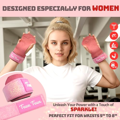 Women's Glitter Weightlifting Straps - Pink Neoprene Support