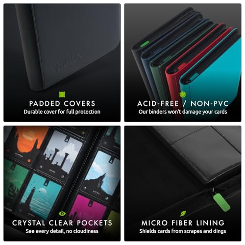 Durable 12-Pocket Trading Card Binder for 480 Cards - Exo-Tec Black