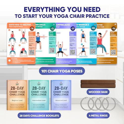 Chair Yoga Card Set for Seniors - 100+ Exercises & 28-Day Challenge
