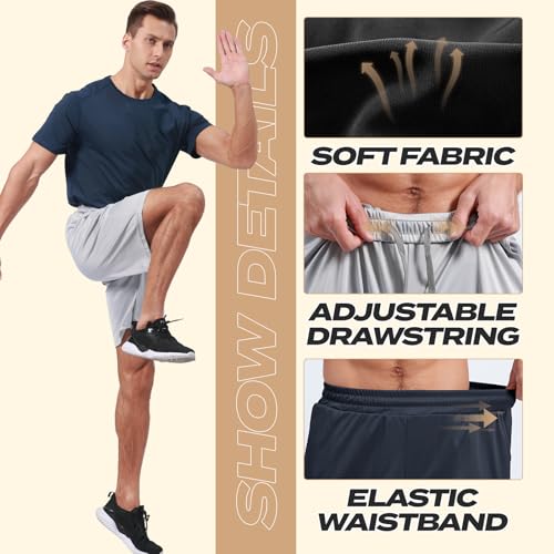 5 Pack Men's Athletic Gym Shorts - Quick Dry Workout Shorts