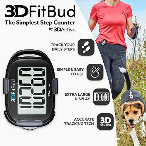 3D Pedometer Step Tracker with Large Display - Easy to Use