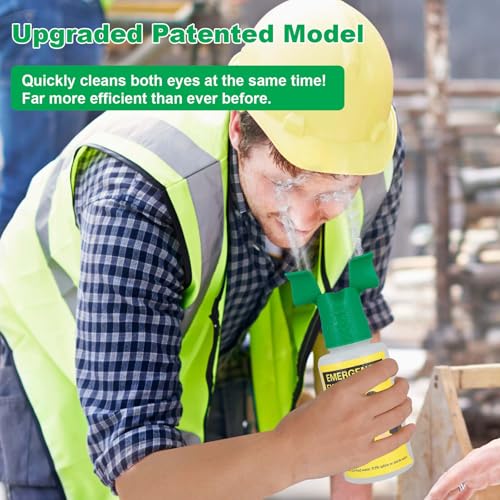 Portable Eyewash Station OSHA-Approved - Upgraded Emergency Eye Wash Bottles Flush Kit Clean Both Eyes Simultaneously Wall Mounted 16oz £¨No Solution£©