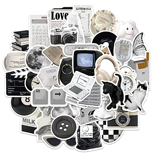 Vintage Black & White Stickers - 61 Vinyl Decals for Laptops & More