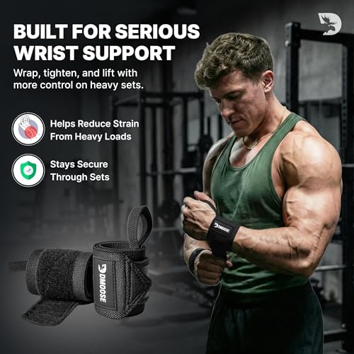 Heavy Duty Weightlifting Wrist Wraps with Thumb Loop - Black / 18"