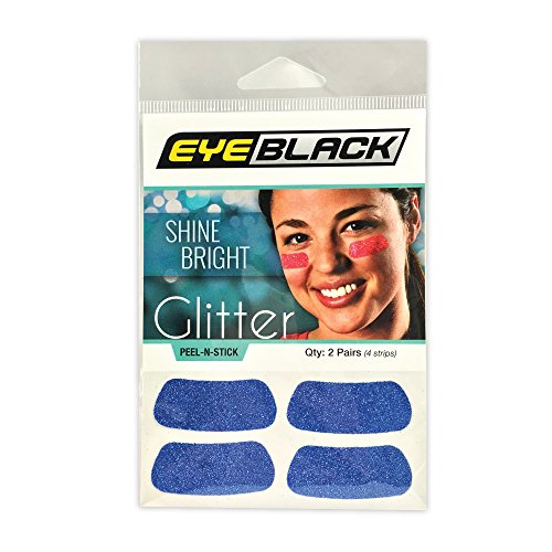 EyeBlack Colorful Glitter Strips for Sports Fans - 2 Pairs, Blue
