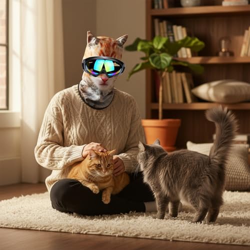 2-Pack Cat Ski Mask Balaclava with Ears - Windproof Winter Face Cover