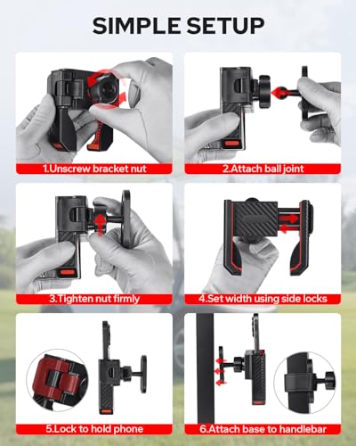 360° Rotating Magnetic Golf Cart Phone Holder - Red