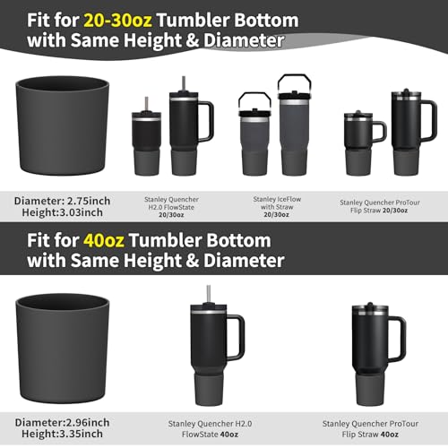 Silicone Boot for Stanley Quencher H2.0 40oz Tumbler - Black