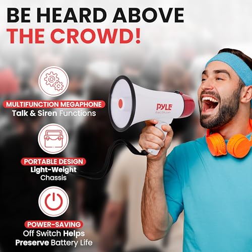 Portable Megaphone Bullhorn 20W with Siren Alert - 1000 Yards Range