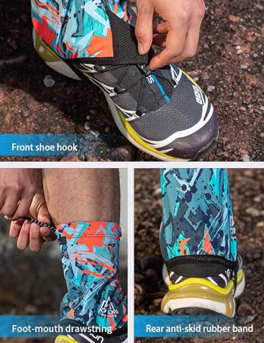 Trail Gaiters for Low Shoes - Blue, Large - Breathable & Durable