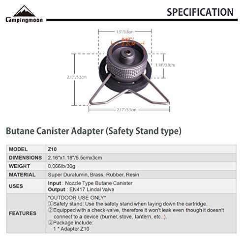 Butane Canister Adapter with Safety Stand - EN417 Lindal Valve Z10