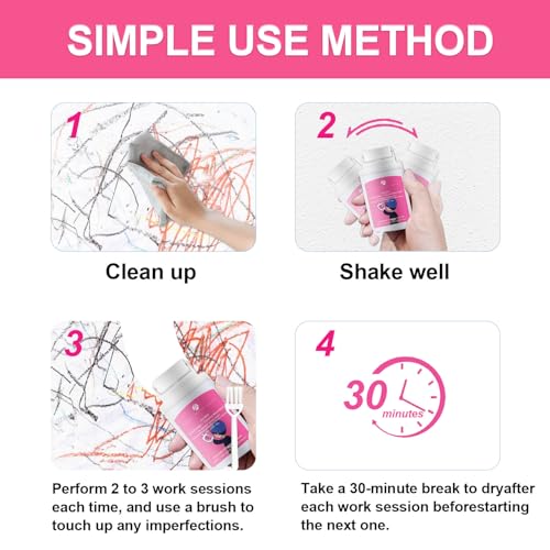 White Paint for Wall 3.5oz Small Roller & Repair Tool Kit - Flat/Ceiling Surfaces Quick Fix for Stains