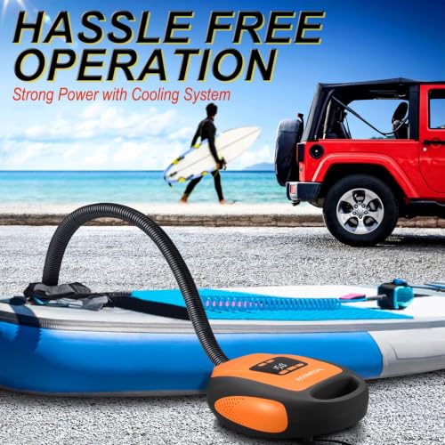 Electric Paddle Board Pump - 20PSI Air Compressor, Orange