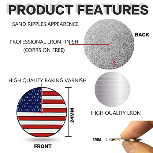 USA Flag Golf Ball Markers Set - 6 Pcs Assorted Patterns