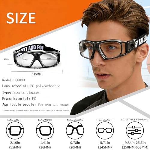 Sport Glasses for Men & Women - Anti-Fog Shock-Resistant Goggles - Black Frame & Pad