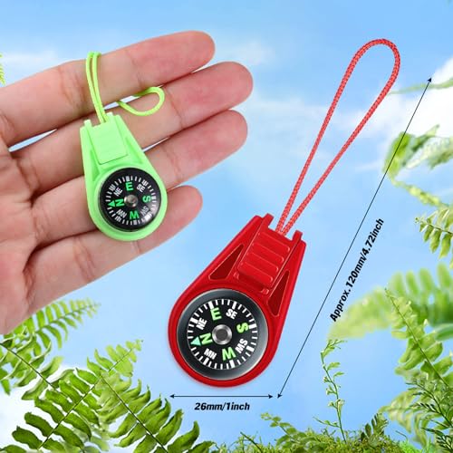 Mini Pocket Compasses Set for Kids - 25 Pack with Keychains