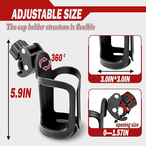 2-Pack Universal Cup Holders for Treestand, 360° Rotating Clip-On Bottle Holders