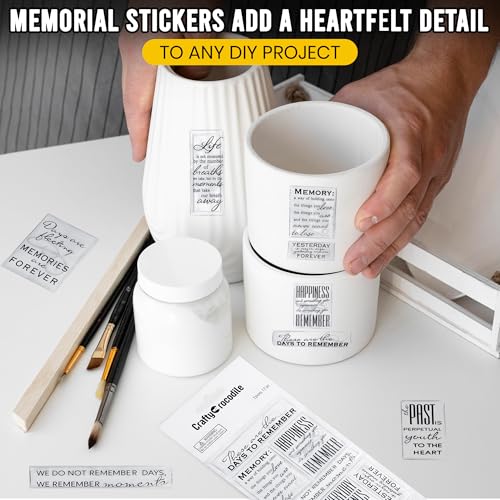 Memorial Family Quotes Epoxy Stickers - Clear & Black, 12 Pack
