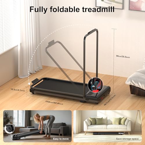 Foldable Under-Desk Treadmill with LED Display - Compact Walking Pad
