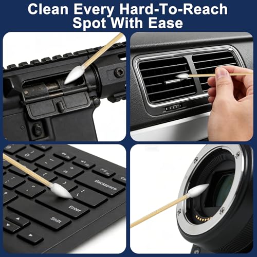 Gun Cleaning Supplies Kit - 600 Patches & 100 Cotton Swabs