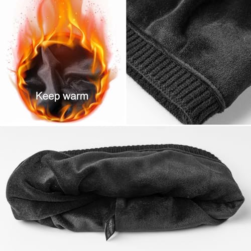 Soft Knit Cuffed Beanie - Unisex Winter Hat for Men and Women - Black