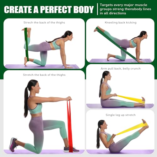 3 Levels Non-Latex Exercise Bands Set - Red/Yellow/Green 4.9ft