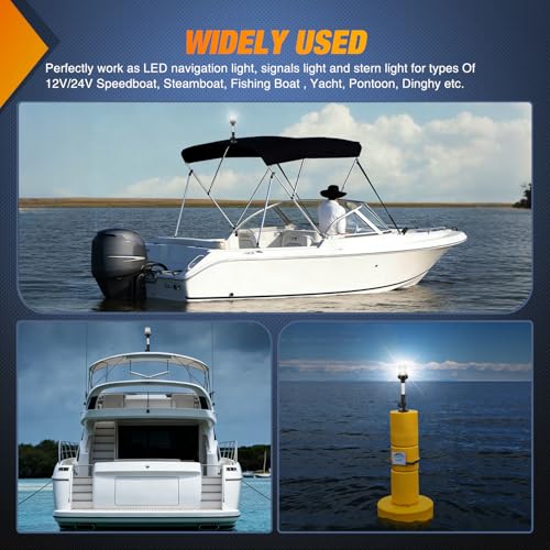 Nilight 9-Inch Marine Boat Stern Light Fold Down Anchor 360° White Navigation