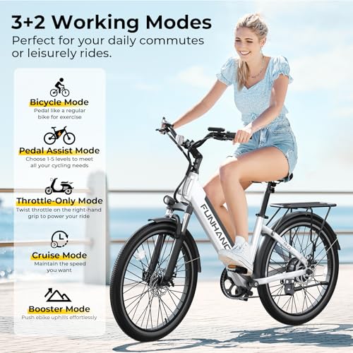Electric Bike for Adults - 1000W Peak, 50 Miles, Step-Thru - White