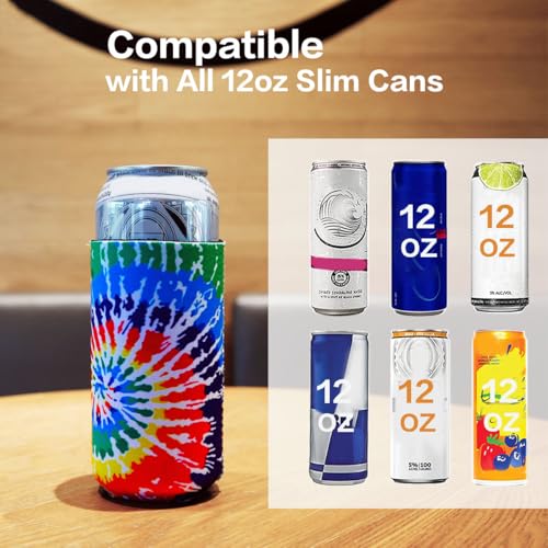 12oz Slim Beer Can Cooler Sleeves - 4 Pack Neoprene Insulators