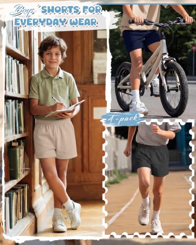 Boys Athletic Shorts - 4 Pack, Comfortable Fit