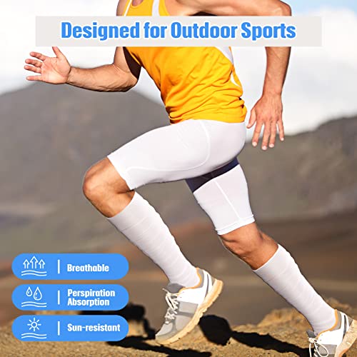 Calf Compression Sleeve - Elastic Support Sock for Men & Women - White