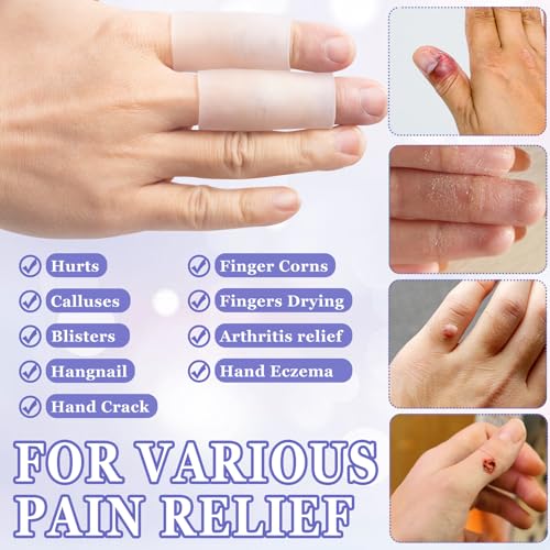 Silicone Finger Sleeves - 6pcs Gel Finger Cots for Pain Relief - Clear