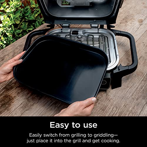 Ninja Woodfire 14.6x11x2.2 in Outdoor Flat Top Griddle Plate for OG700 Series – Ceramic Coated, Black/Grey