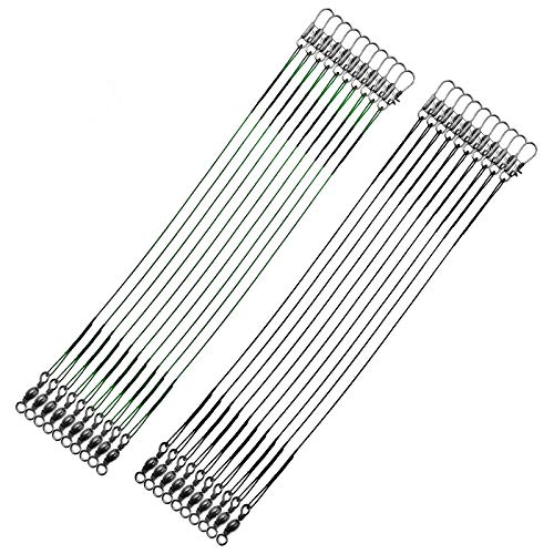 Stainless Steel Fishing Wire Leaders with Swivels - 6in 31LB 20pcs