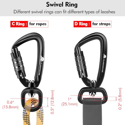 Locking Carabiner Clip 2.5" with Swivel C Ring – 4.5KN, 7075 Aluminum (Pack of 3)