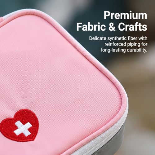 Pink Mini First Aid Kit - Portable Emergency Medicine Organizer