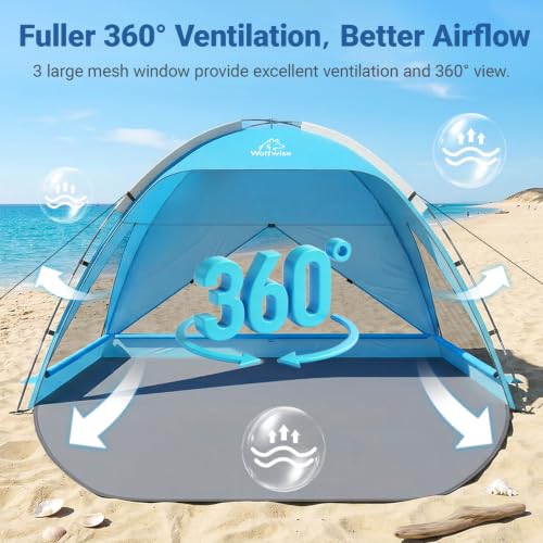 Portable Beach Tent Sun Shelter for 3-4 Person - Sky Blue