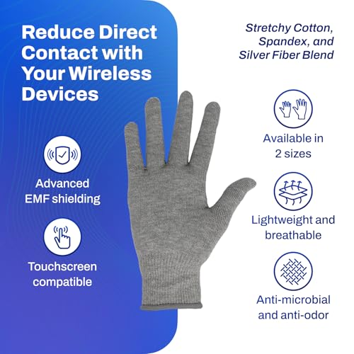 DefenderShield EMF Radiation Protection Gloves ? Computer & Cell Phone Gloves Touchscreen-Friendly ? Comfortable EMF Protection for Cell Phone Use ? Small Size, Anti-Odor & Anti-Static Material