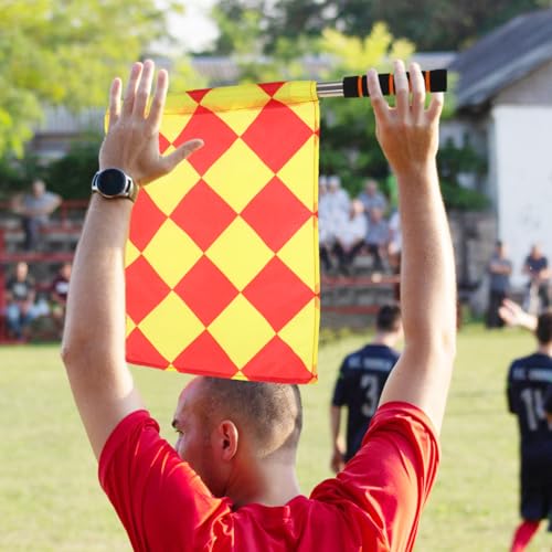 2 Pack Soccer Referee Flags with Foam Handle - Lightweight Signal Flags