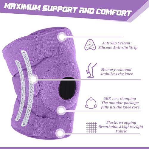 Foilswirl Kids Knee Brace with Side Stabilizers - Purple, 1 Piece
